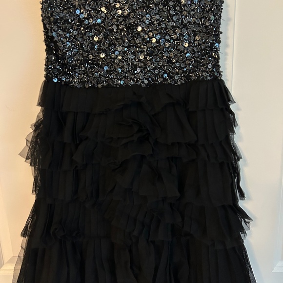 Alice + Olivia Tulle and sequins cocktail dress black silver sz XS - Picture 6 of 9